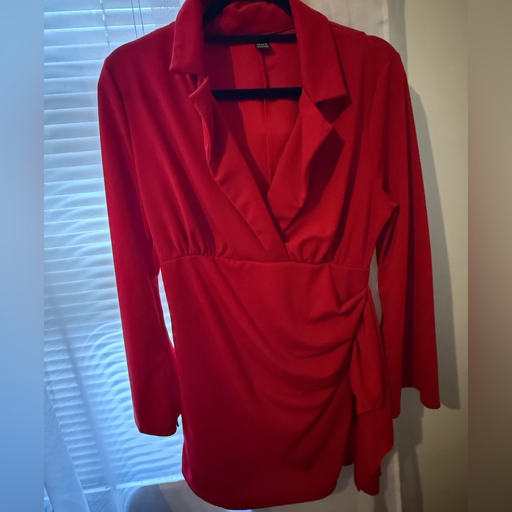 SHEIN Red Long Sleeve Dress